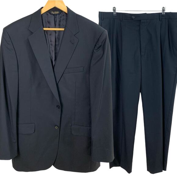 Jos A Bank Size 44L/39L Men's 2-Piece Suit Pants Sport Coat Blazer Jacket Black